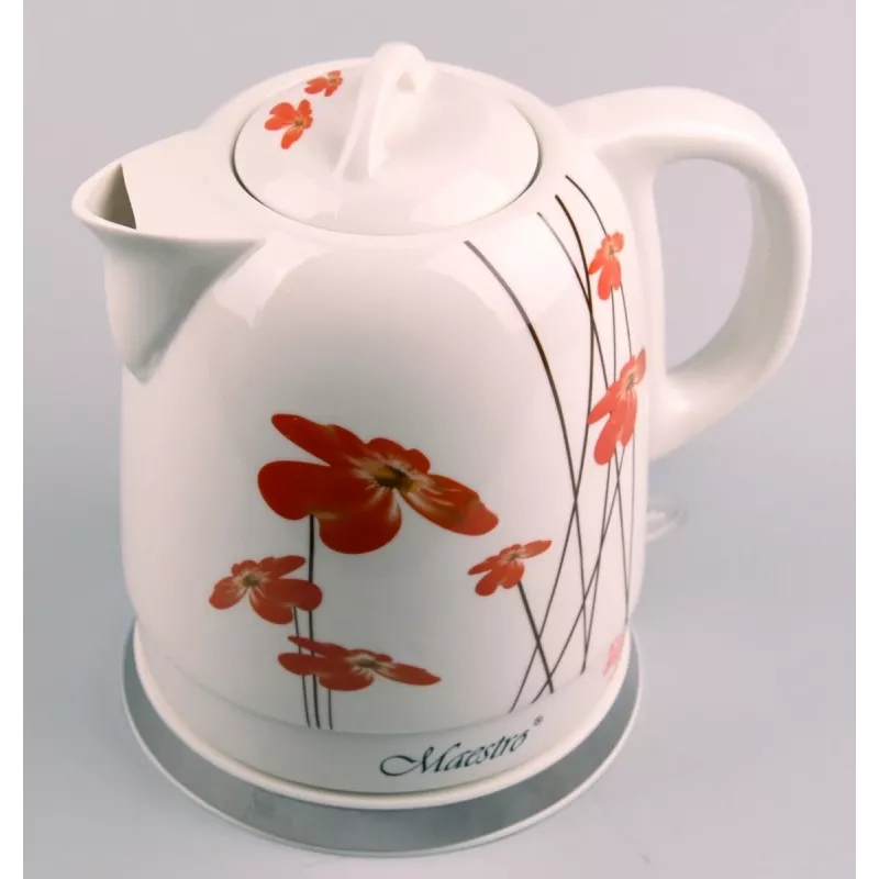Czajnik elektryczny Feel-Maestro MR-066-RED FLOWERS 1,5 L 1200 W Czerwony, Biały