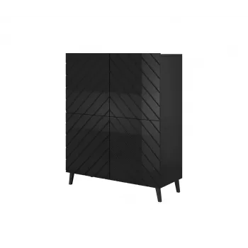 Shelving unit ABETO 100.5 x 40 x 121.5 cm czarny/połysk czarny