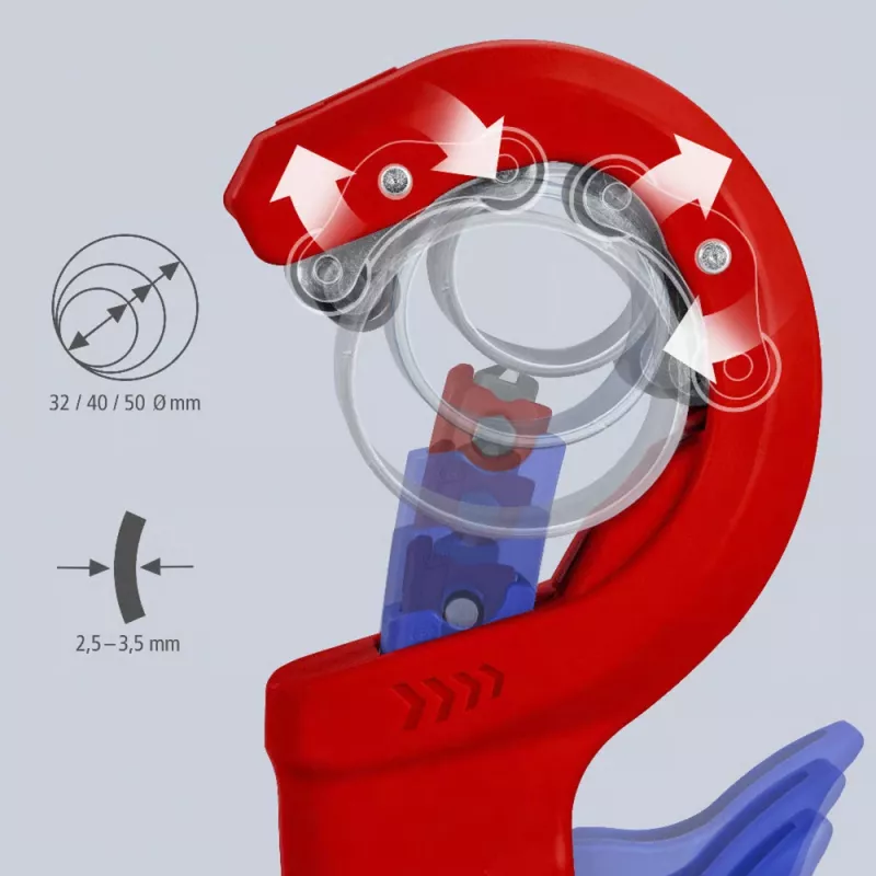 Obcinak do rur Knipex DPT50 90 23 02 BK — zakres cięcia 50 mm, model 90 23 02 BK