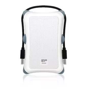 Obudowa HDD Silicon Power Armor A30 — 2,5-calowa jednokieszeniowa, USB 3.2 Gen 1, biała, plastik/guma