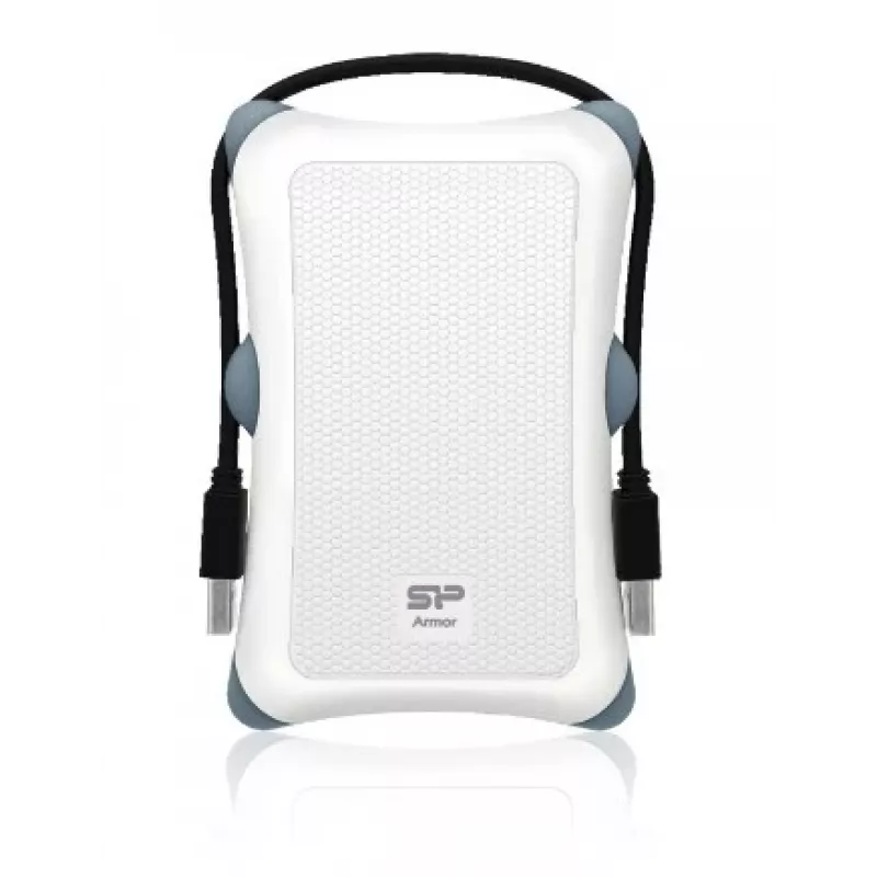 Obudowa HDD Silicon Power Armor A30 — 2,5-calowa jednokieszeniowa, USB 3.2 Gen 1, biała, plastik/guma