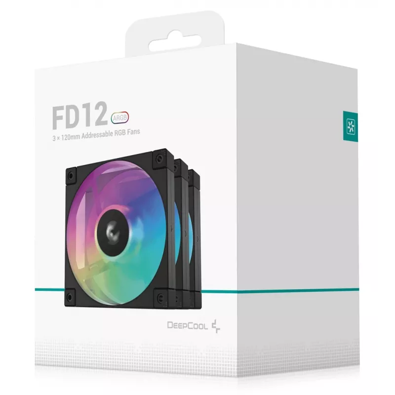 Wentylator DeepCool FD12 ARGB-3 w 1 12 cm Czarny Biały 3 szt. Maksymalne ciśnienie powietrza 2.56 mmH2O