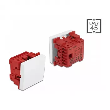 Przycisk przełącznika DELOCK Easy 45 2P 250V 10A Biały, 45×45×37 mm