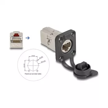 DeLOCK 67061 Wbudowany łącznik D-Type RJ45 Cat.6A STP z nasadką ochronną, IP66