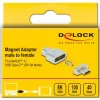 DeLOCK - Adapter Thunderbolt / USB-C - USB-C (M) magnetyczny na USB-C (W) - USB 3,2 Gen 2 / Thunderbolt 3 4,5 A - Obsługa 8K - Srebrny (66433)