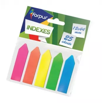 Paper-index Forpus, 12x44mm, Assorti, Plastikowe, strzałki (5x25) 0718-105