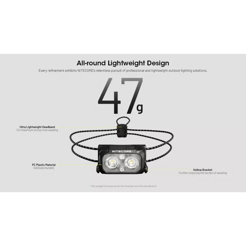 Lampa czołowa Nitecore NU25 MCT UL akumulatorowa lekka 400 lm wielotemperaturowa barwa