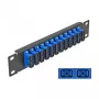 Patch panel światłowodowy DeLOCK 10 cali 12 portów SC Duplex niebieski 1U czarny