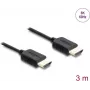 Kabel HDMI DELOCK 81683 — 3 m, HDMI Typ A męski-męski, 48 Gbit/s, do 7680×4320, pozłacane styki, czarny