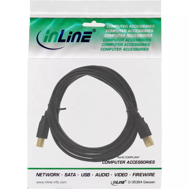Microconnect USBAB5G Kabel USB USB 2.0 5 m USB A USB B Czarny
