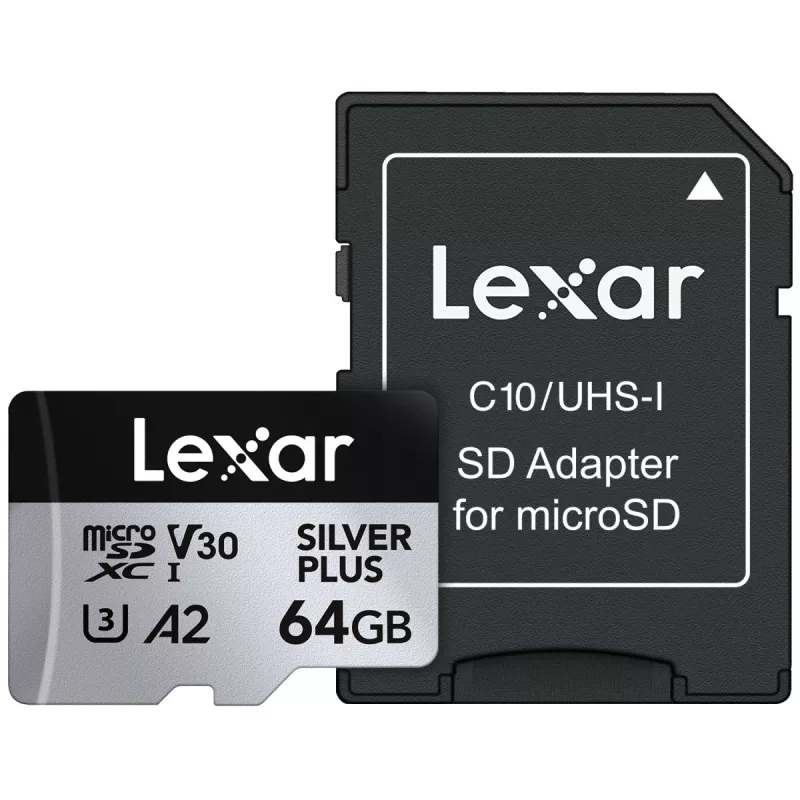 Karta MicroSD Lexar 64 GB UHS-I Klasa 3 srebrny PLUS