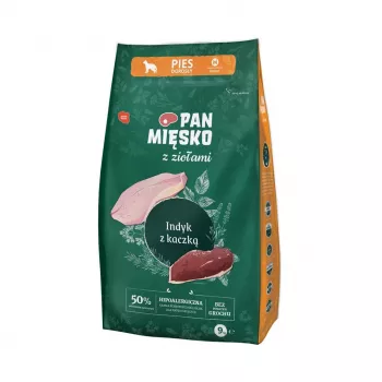 Sucha karma dla psa Pan Mięsko Turkey & Duck 9 kg, dorosły, białko 30%, tłuszcz 20%, bez glutenu i soi