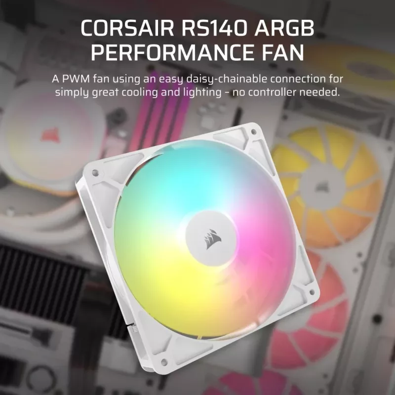 Wentylator Corsair RS140 ARGB 14 cm Biały 330-1700 RPM