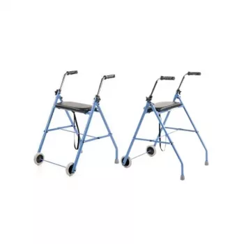 Dwukołowe wsparcie rehabilitacyjne ARmedical PPC005 — niebiesko-czarne, rama stalowa, regulowana wysokość, siedzisko w zestawie