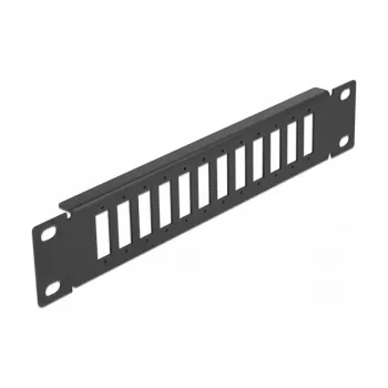 Patch panel światłowodowy DeLOCK 10 cali 12 portów SC Duplex LC Quad 1U czarny