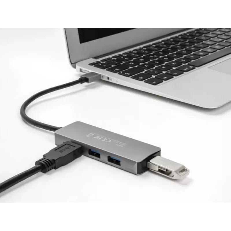 DeLOCK 63171 USB Hub 3.2 Gen 1 Type-A 5000 Mbit/s Szary
