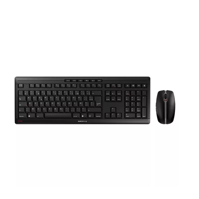 CHERRY Stream Desktop Klawiatura z myszą Biuro RF Bezprzewodowy AZERTY Francuski Czarny
