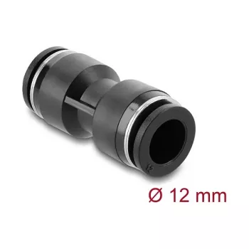 Złącze pneumatyczne proste DELOCK 12 mm, gwint wewnętrzny, korpus metal/tworzywo, długość 48,5 mm, czarny