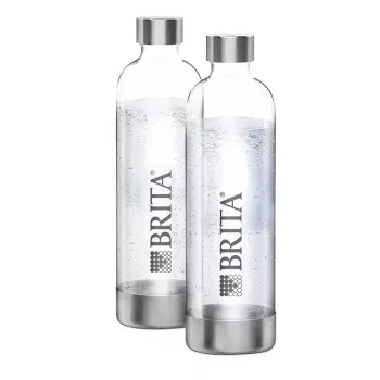 Butelka do gazowania BRITA 1043722 — stal nierdzewna, 1 L, przezroczysta, zestaw 2 szt.