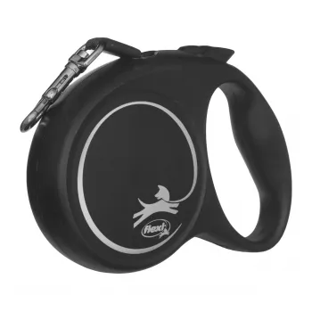 Automatyczna smycz Flexi Czarny Design M, taśma, 5 m, dla psów średnich ras (10–25 kg), maks. obciążenie 20 kg