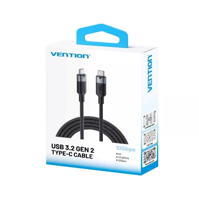 Kabel Vention USB 3.2 5A 10Gbps 1m BK USB-C do C