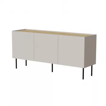 Komoda cama meble FELLINI 150x40x70 cm, wykończenie cashmere, blat z olejowanego dębu
