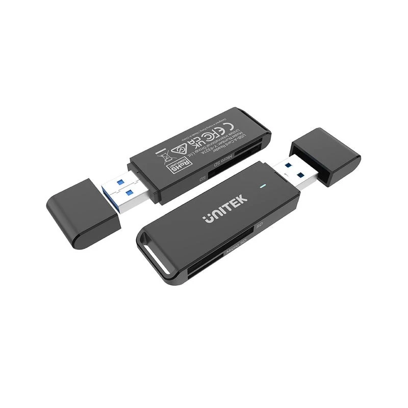 Czytnik kart Unitek Y-9327A USB 3.2 Gen 1 Type-A — MicroSD/SD, 2 gniazda, 5000 Mbit/s, czarny