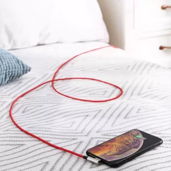 Kabel USB do Lightning Aukey CB-AL01 Czerwony — Plecionka Nylonowa, Złącze Lightning do Urządzeń Apple