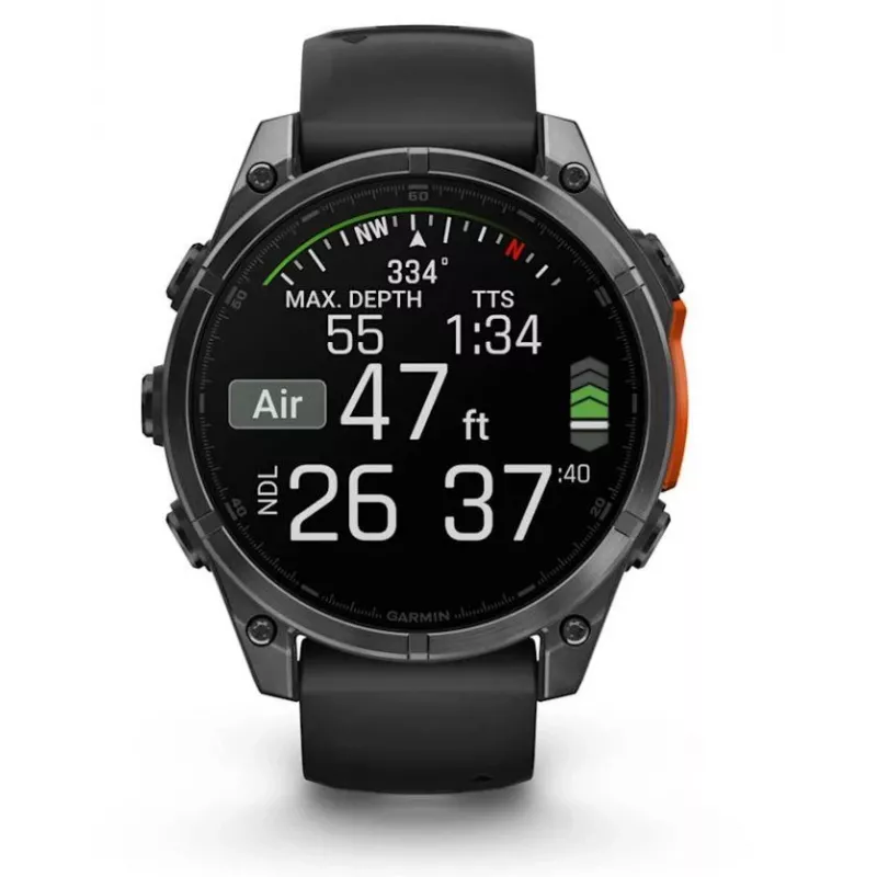 Garmin Fenix 8 3,56 cm (1,4) AMOLED 47 mm Cyfrowy 454 x 454 pikseli Ekran dotykowy Czarny Wi-Fi GPS (satelitarny)