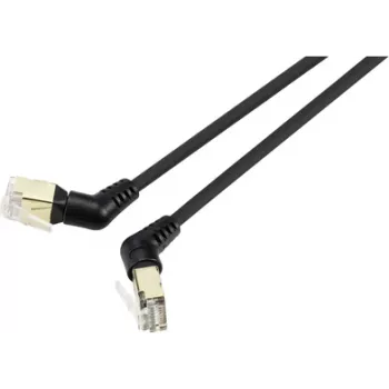 Renkforce RF-6071554 Kabel sieciowy RJ45, patchcord CAT 8.2 S/FTP 1.00 m czarny styki wtyku obrotowe 360°, wyjście kablowe pod kątem 1 szt. (RF-6071554)