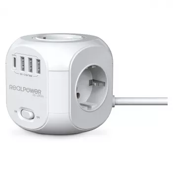 RealPower PowerBox 431 Listwa zasilająca 1,8 m 4 gniazda AC Wewnętrzna Biała