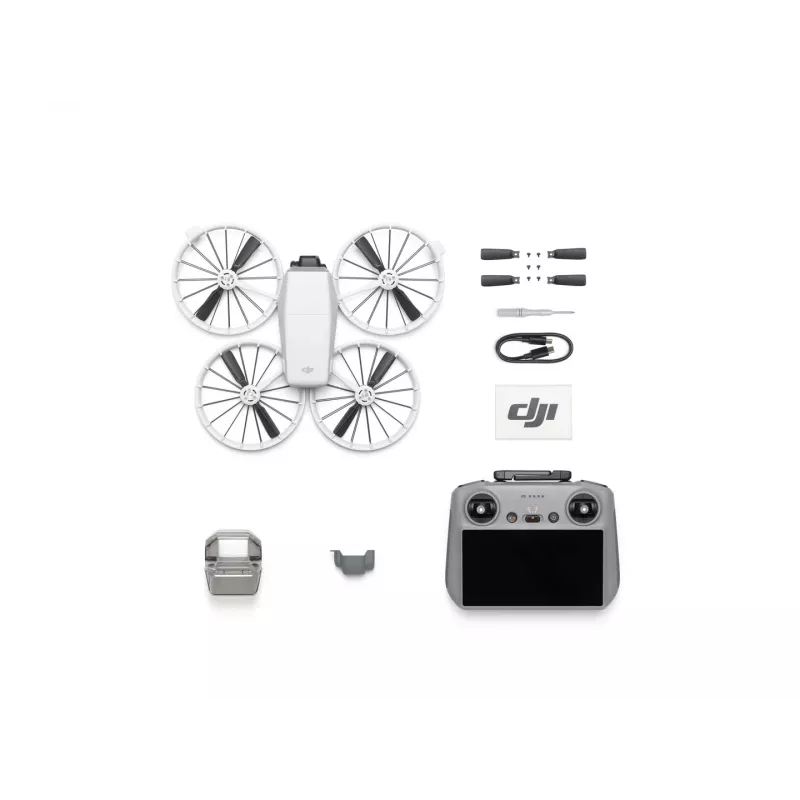 Dron DJI Flip 4 z kamerą 48 MP, 4K (3840x2160), akumulatorem 3110 mAh, 16 m/s, zasięgiem 14 000 m, 4 wirnikami, 0,249 kg, czarno-biały