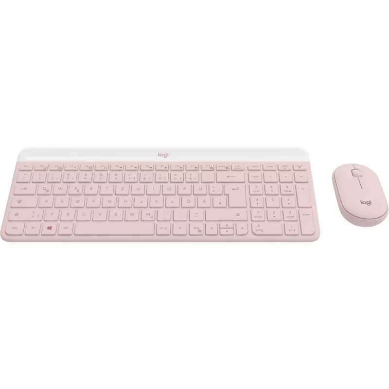 Logitech Slim Wireless Combo MK470 - Zestaw klawiatury i myszy - Bezprzewodowy - 2,4 GHz - QWERTY - różowy (920-011314)