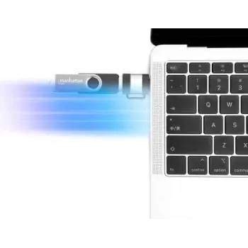 Zestaw 2-częściowy Manhattan: Adaptery USB-C na USB-A oraz USB-A na USB-C, konwersje Męskie/Żeńskie, 5 Gb/s (USB 3.2 Gen1 znany jako USB 3.0), SuperSpeed USB, Czarny/Srebrny, Dożywotnia Gwarancja