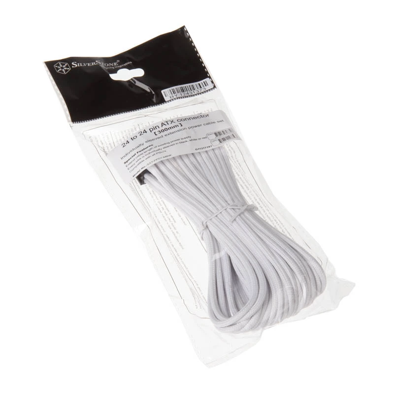 SilverStone PP07-MBW - Kabel przedłużający zasilania - ATX, 24-pin (M) - ATX, 24-pin (W) - 30 cm - Biały (SST-PP07-MBW)