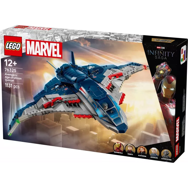 Zestaw konstrukcyjny LEGO Quinjet 76325 — Marvel, 1131 elementów, 5 minifigurek, od 12 lat, 280×450×300 mm