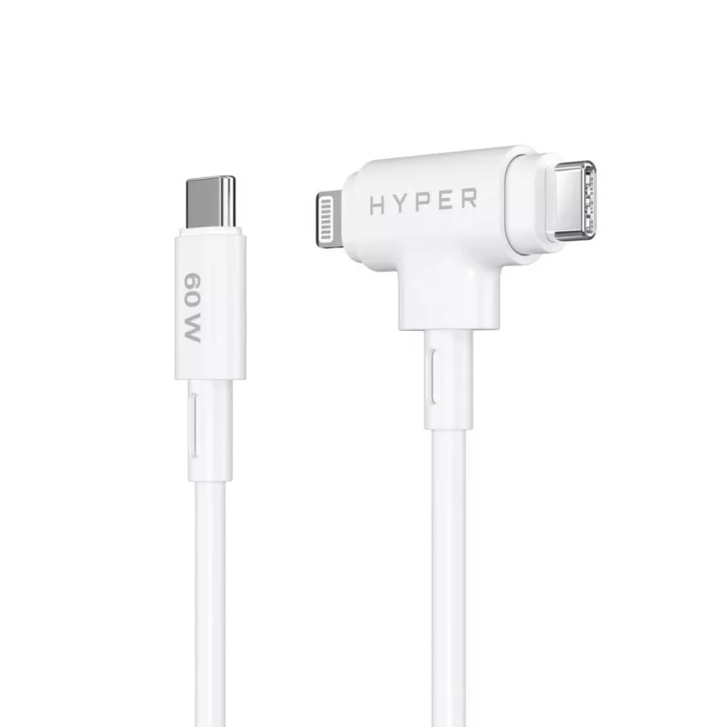 Przewód USB HYPER HyperJuice USB 2.0 1,5 m USB-C USB-C/Lightning Biały