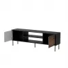 Szafka TV cama meble EF CORTINA 180×40×60 cm, blat czarny, rama orzech