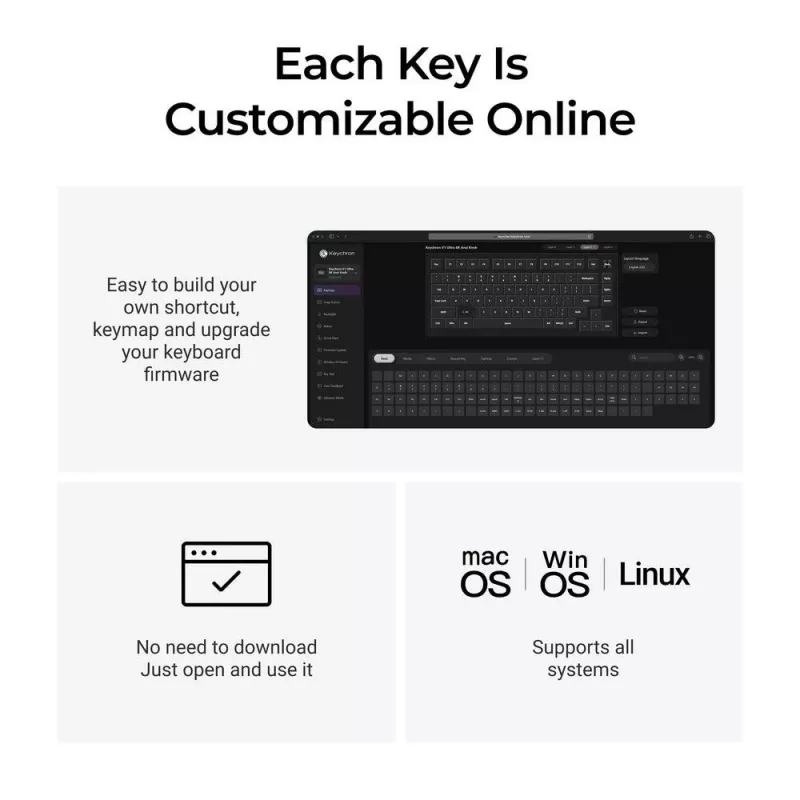Klawiatura mechaniczna Keychron V1 Ultra 8K — 75% QWERTY, Bluetooth, przewodowa, RGB, czarna