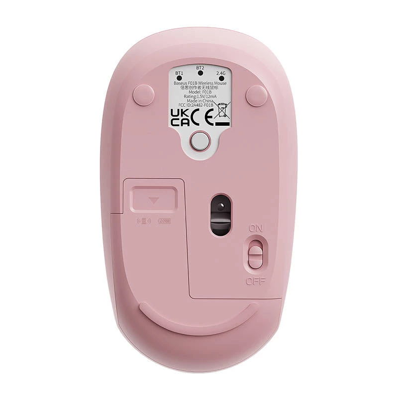 Bezprzewodowa mysz Baseus F01B Tri-mode 2.4G BT5.0 1600 DPI (różowa)