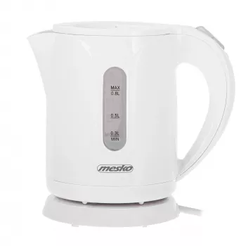 Czajnik Mesko | MS 1376 | Elektryczny | 850 W | 0,8 L | Plastik | Obrotowa podstawa 360° | Biały