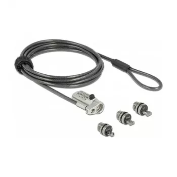 kabel lock DELOCK 20677 — combination laptop security kabel 2 m, Ø 4.4 mm, Czarny/srebrny