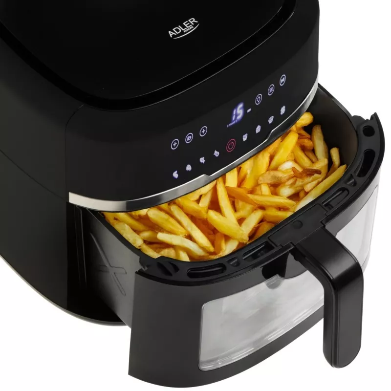 Adler AD 6318 frytkownica beztłuszczowa, 8 l, 2500 W, wyświetlacz LCD, 9 programów, czarna