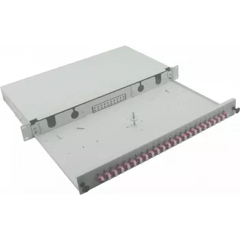 Światłowodowa skrzynka rozgałęźna helos Breakout Box LWL 24 LC MM 1U do montażu w szafie rack