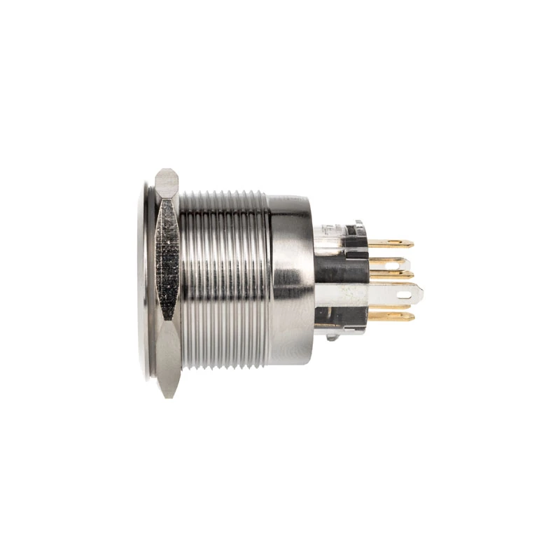 Wandaloodporny przycisk przełącznik DimasTech PD197 pierścień 25 mm Silverline