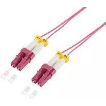 Kabel krosowy światłowodowy cienki OM4 LC-LC duplex szmaragdowo-fioletowy 0,5 m