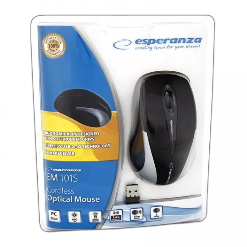 Wireless optical mysz EM101S USB, 2,4 GHz, NANO receiver