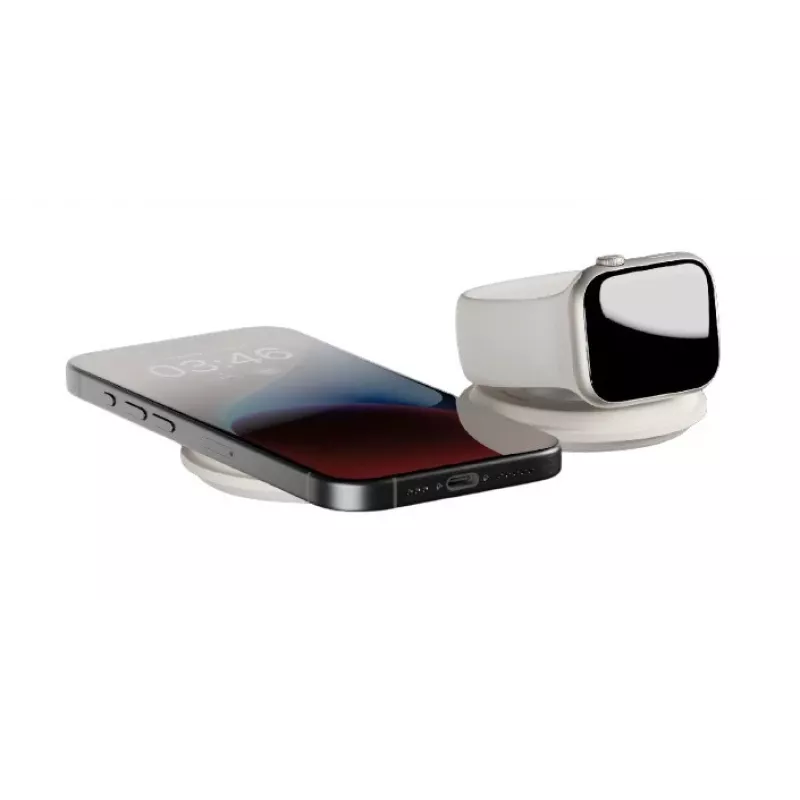 Dwuczęściowa ładowarka bezprzewodowa Indoor 2-in-1 native union Voyage 2-In-1 Wireless Charger Sandstone USB kompatybilność ze smartfonami jasnoszary