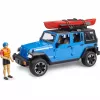 Model pojazdu zabawkowego BRUDER Jeep Wrangler Rubicon Unlimited z kajakiem i figurką BR-02529