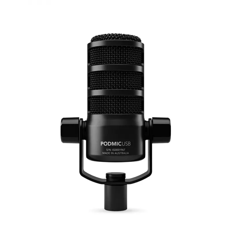 Mikrofon studyjny RØDE PodMic USB — kardioidalny XLR/USB, 24-bitowy/48 kHz, USB-C, wyjście słuchawkowe, pokrętło głośności, czarny